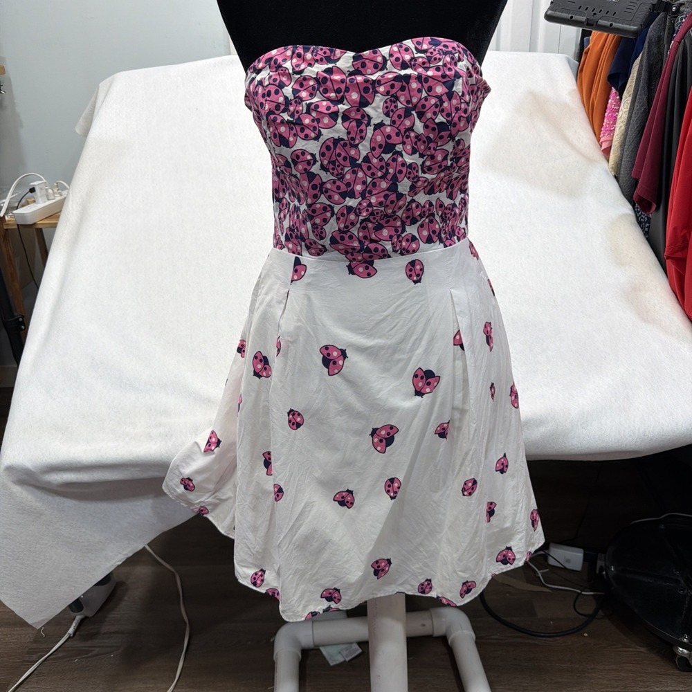 Lilly Pulitzer Womens Felicity Strapless Cotton Dress‎ Ladybug Gardens Sz 10 EUC